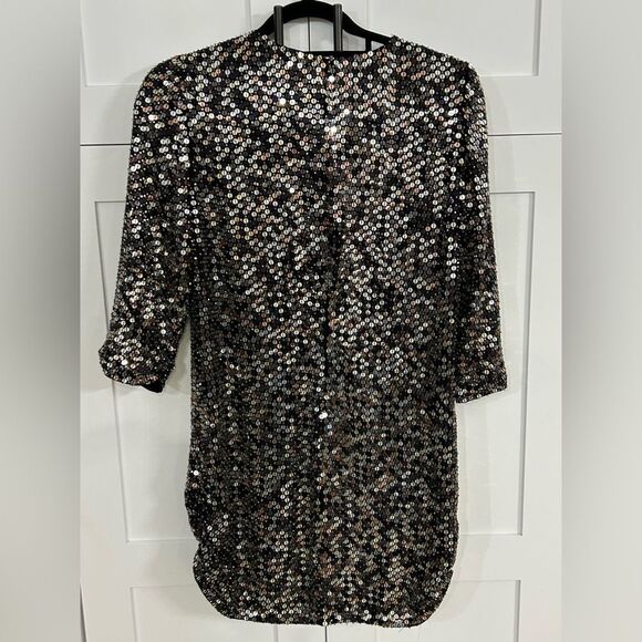 Parker Black Metallic Sequin Shift Dress – Size 0 - EUC - Picture 4 of 7